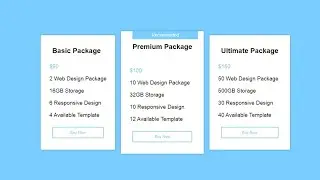 Responsive Pricing Table Card | HTML CSS only