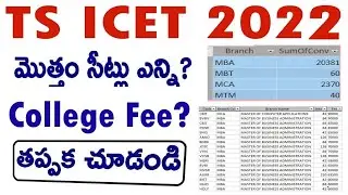 TS ICET 2022 MBA MCA AVAILABLE SEATS | TS ICET 2022 COLLEGE LIST