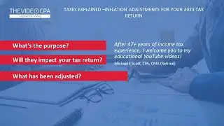 Taxes Explained -  Inflation Adjustments for Your 2023 Tax Return