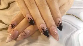 Uñas de Halloween con flamas ( The Neighbourhood Nails)