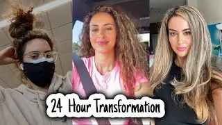 24 Hour Glow Up Transformation! Curly to Straight + I'm Blonde now!!