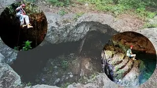 Cueva con escalera de Piedra ( y cocodrilo 🐊) #cueva #cenotes