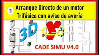 #CaDeSIMU ✅N°3 CADE SIMU 3D: ARRANQUE DIRECTO de un motor Trifásico con aviso de avería ✅