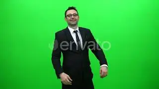 Businessman Arrived on Green Screen | Stock Footage - Videohive