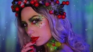 CHRiSTMAS MAKEup (HOLLY BERRY)+holly berry asmr #christmasdiy #fantasyworld #christmasart #makeupdiy