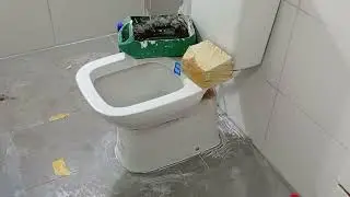I started the grouting and installed the toilet.