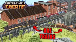 Hauling ORE With FREIGHT Trains In Minecraft Create Mod