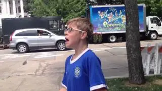 Dima sings in downtown Madison.