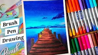Bridge Blue SKY DOMS Brushpen Drawing #watercolorpainting #paintingtechniques | Artistcastle_by_sri
