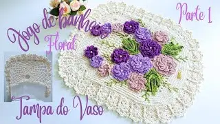 💜Capa da tampa do Vaso em Crochê 1/2 Jogo de Banheiro Floral. Por Vanessa Marcondes