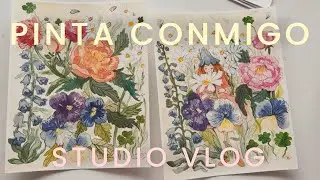 Studio Vlog 🌻 Pintando en acuarela y llevando mi pequeño negocio de papelería e ilustración