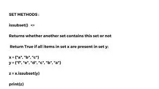 intersection_update() &=, isdisjoint(),issubset(), issuperset()