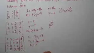 Reading Solutions from Matrices in Reduced Row Echelon Form