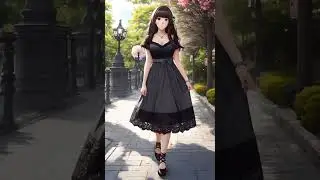 Девушка гуляет красивой походкой по родным улицам Сеула.