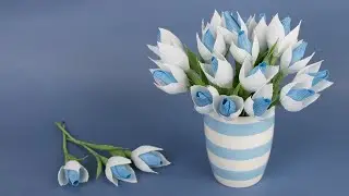 Crepe paper snowdrops. Snowdrops made from sweets. Master Class