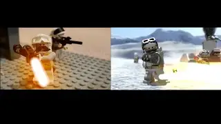 Lego moustache trooper dies (stop motion recreation) side by side 