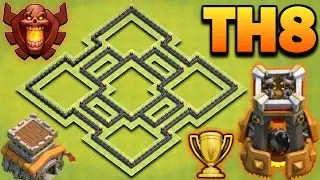 CLASH OF CLANS | NEW TH8 TROPHY PUSHING BASE WITH BOMB TOWER | TOWN HALL 8 BOMB TOWER TROPHY BASE!