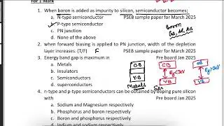 Unit-9 | Semiconductors | Most important Questions for PSEB Physics paper 2025