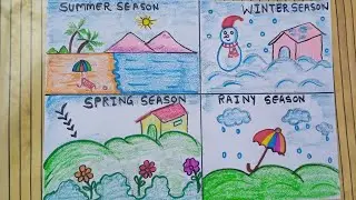 Four seasons drawing#Weather drawing#Season drawing poster#चार ऋतु#Season sketch drawing for project