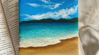 Easy seascape painting/beach acrylic painting tutorial for beginners/