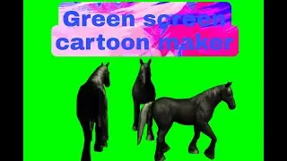 Green screen black horse  cartoon make movies and stories..