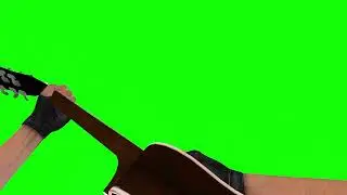 Holding Brown Acoustic Guitar in First Person [GREEN SCREEN]