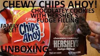 Unboxing Chips Ahoy! Chewy Chocolatey Cookies With Hershey's Fudge Filling Family Size!