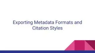 RefHive - Export (XML JATS, BibTex, EndNote, RIS and Citation Styles)