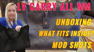 LOUIS VUITTON CARRY ALL MM BLACK EMPERIENTE LEATHER - UNBOXING - WHAT FITS IN MY BAG WITH MOD SHOTS!