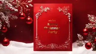 Elegant Golden 3D Christmas Party Invitation Card Slideshow After Effects Template