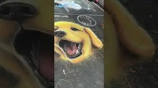 Golden Retriever Chalk Art #shorts