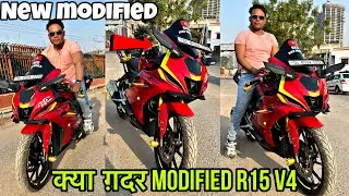Yamaha R15 V4 modified | R15 V4 modification 😱 R15 wing mirror 🪞