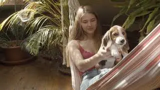 Cute baby dog and Girl video 