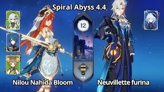 C0 Nilou Nahida Bloom & C0 Neuvillette Furina Duo - Spiral Abyss 4.4 Floor 12 Genshin Impact