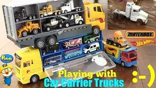 Children's CAR CARRIER TRUCKS Toy Playtime. Car Transporter Trucks. Diecast Cars. Pororo
