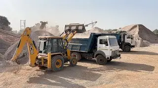 Jcb Backhoe Loader Loading Greet In Two Tata Truck | Jcb Loading Truck