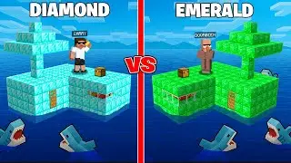 Carry and Doorbin: EMERALD vs DIAMOND Sea Block Battle in Minecraft..
