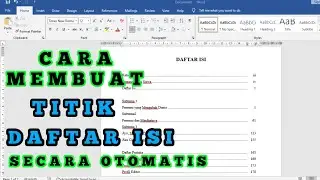 Cara Membuat TITIK DAFTAR ISI secara otomatis di MICROSOFT WORD