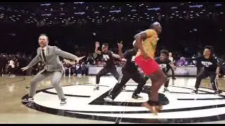 Nick Kosir The Dancing Weather Man & Mufasa Brooklyn Nets Performance Featuring Team Hype