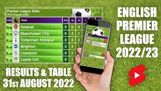 Premier League Results and Table - 31st August 2022