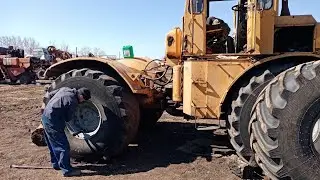 K-700 tractor tire change # heading to the field with an MTZ. 2021 season.