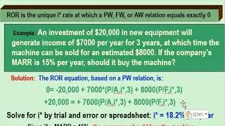 How to find RoR (Rate or Return) using: Forumulas, Excel, or Trial and error.