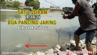 Satu joran pakai dua pancing jaring, lihat hasilnya || Pancing jaring - Spring bomb net