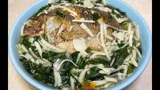 Labong (Bamboo Shoot) Recipe with Saluyot (Jute Leaves) - Dinengdeng with Fried Tilapia