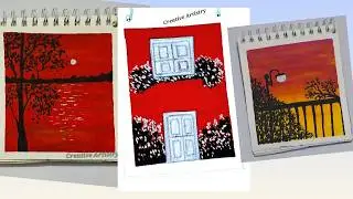 7 Easy scenery art with Brush pen.|| Art Ideas || Painting for Beginner's 