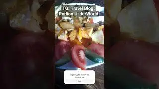 Шашлык из семги с картошкой фри и полезным салатои из помидоров и огурцов 