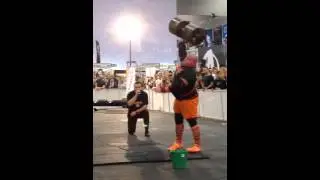 Dimitar Saratinov 140kg 308lb Monster Dumbbell Press 2nd time 2016 Arnold Australia Strongman
