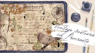 Vintage Postcard in Procreate - Digital Watercolor Illustration - Skillshare class preview