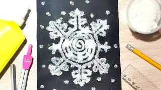 Рисуем клеем и солью. Снежинка поделка своими руками