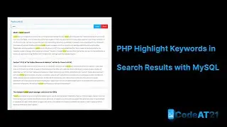 PHP Highlight Keywords in Search Results with MySQL | How to highlight text in PHP